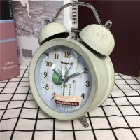 简约灰色做旧铁锈静音床头打铃钟闹钟 桌面个性创意时钟