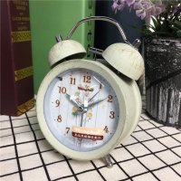 简约灰色做旧铁锈静音床头打铃钟闹钟 桌面个性创意时钟