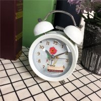 简约白色做旧静音床头打铃钟闹钟 桌面个性创意时钟