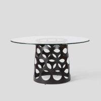 铁艺+玻璃 圆台镂花 餐桌