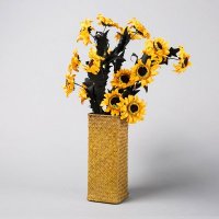 简约田园黄色PU太阳花（4枝）仿真花桌面装饰72307