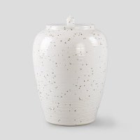 欧式简约横纹收纳陶瓷罐装饰罐7016A/7016B