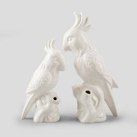 中式简约白鹦鹉造型陶瓷摆件客厅书房装饰