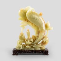 中式风水装饰花红青玉悟道招财摆件（含税）