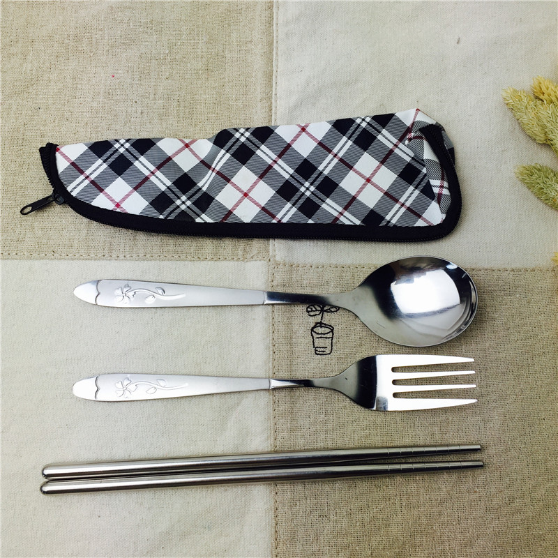 不锈钢便携餐具筷勺套装筷子勺子叉子实用便携餐具1