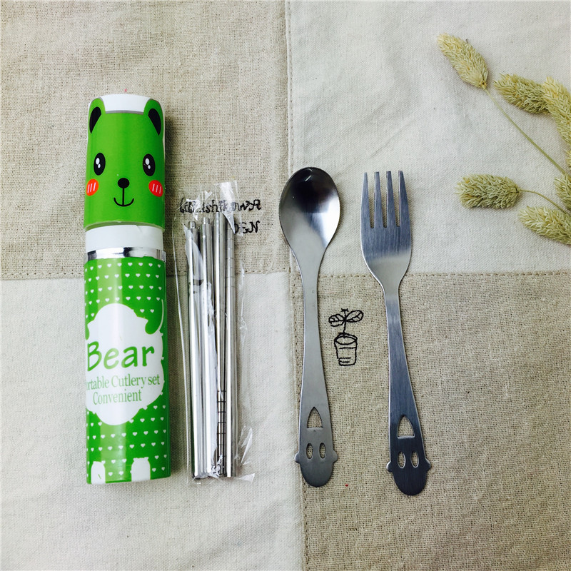 不锈钢便携餐具筷勺套装筷子勺子叉子学生便携餐具3