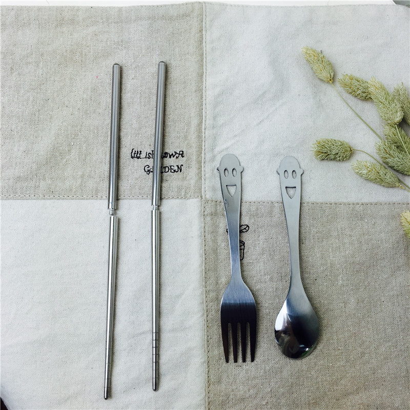 不锈钢便携餐具筷勺套装筷子勺子叉子学生便携餐具5