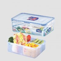 正品乐扣乐扣塑料保鲜盒微波饭盒冰箱收纳盒分格型 HPL817C/1L