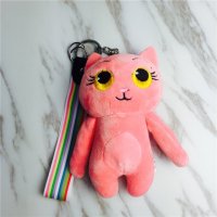 卡通爱心猫钥匙扣包包挂件挂饰 粉红色	毛绒小饰品