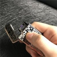 雕刻个性创意防风火机银色