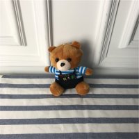 蓝色格子衣小熊 PP棉 抱枕毛绒玩具送女友生儿童婚庆礼物