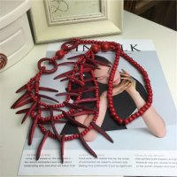 红色  椰子壳  项链 椰子壳材质特色项链 度假必备