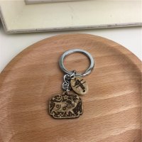 褐色   椰子壳	牛 钥匙扣 椰子壳材质钥匙扣个性礼品