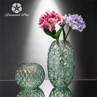 绿色玻璃花盆花器时尚玻璃花瓶摆件