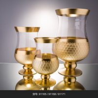 金色玻璃花盆花器时尚玻璃花瓶摆件