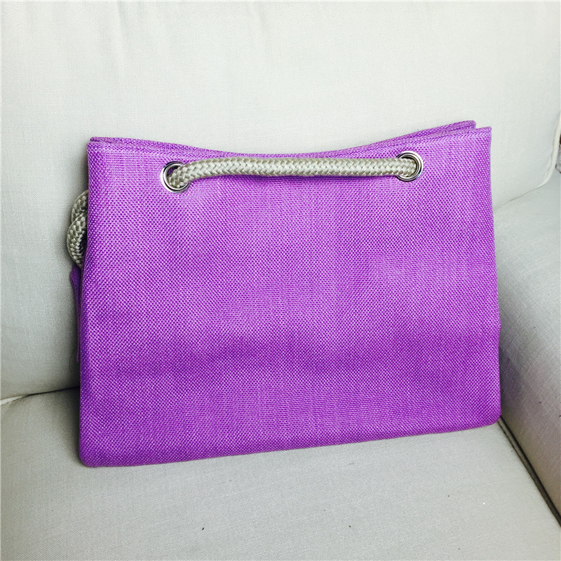 夏季棉麻文艺复古斜挎手提单肩多用女包 紫色 帆布1