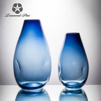 蓝色透明 水滴瓶 玻璃花盆花器时尚玻璃花瓶摆件