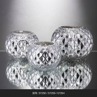 银色 光亮 菱纹球形瓶 玻璃花盆花器时尚玻璃花瓶摆件