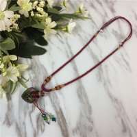 香水精油瓶项链装饰复古香薰琉璃吊坠朱砂胎毛挂件毛衣链饰品女