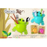 可爱卡通壁虎造型强力吸盘牙刷架 三吸盘牙刷牙膏架