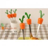 韩国水果叉时尚创意不锈钢水果签叉子小叉子甜品餐具胡萝卜6支装