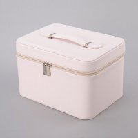 浅粉色	PU 大容量拉链化妆箱收纳箱