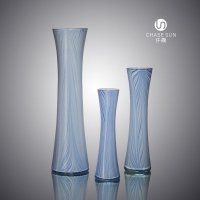 现代简约彩色系列小白瓷外勾钴蓝木纹丝玻璃花瓶家居装饰CDC0382W-1