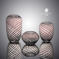 后现代复古彩色系列通体明料插黑丝旋转玻璃花瓶家居装饰CDC20221