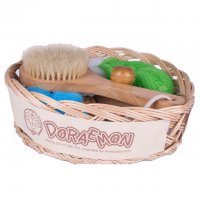 可爱卡通哆啦A梦卫浴套装 浴室套装藤篮+浴条+刷子+按摩器
