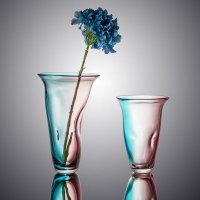 现代简约客厅高档时尚蓝紫撞色玻璃花瓶装饰瓶客厅样板房家居装饰工艺品