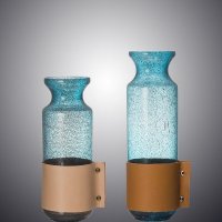 现代灵感系列人工吹制花罐 外套皮层彩色玻璃花瓶 现代时尚餐桌装饰花器 艺术花瓶