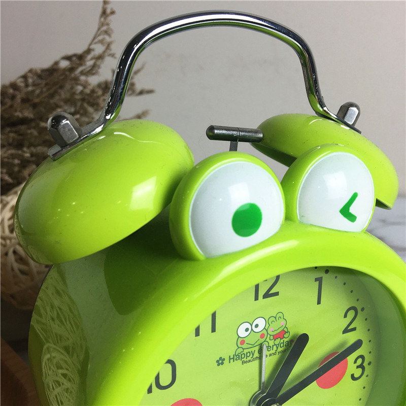 青蛙圆形卡通创意打铃闹钟(绿色）2