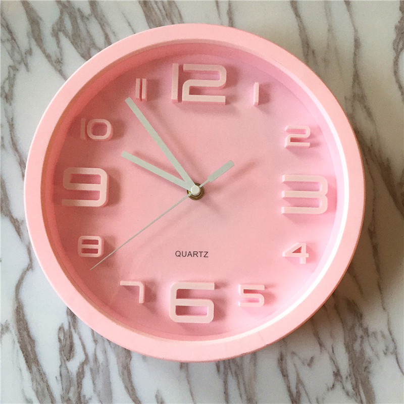 时尚精美造型电子时钟粉红色挂钟1