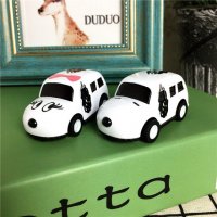模型车 白色可爱小狗车合金模型玩具车两件套