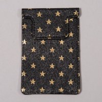 星星花纹简约创意磁扣卡夹皮革卡贴手机口袋贴公交卡套背贴