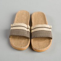 织带条纹拖鞋	橡胶,布