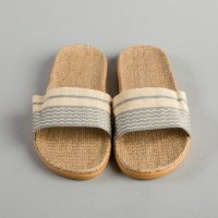 织带条纹拖鞋	橡胶,布