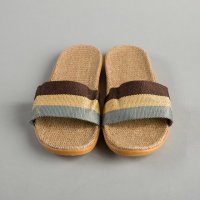 织带条纹拖鞋	橡胶,布
