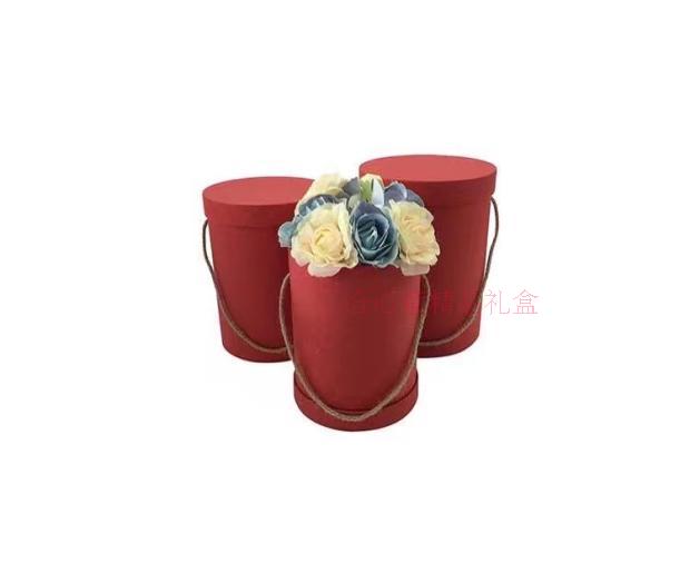 Garden art paper box set of three barrels hold flowers drum set of three cylindrical portable tub box1