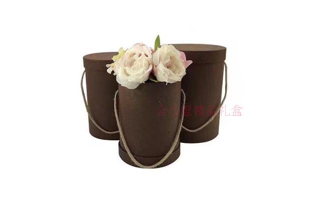 Garden art paper box set of three barrels hold flowers drum set of three cylindrical portable tub box2