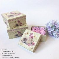 新款正方形礼品包装盒三件套礼盒 复古 装饰 香皂盒鲜花盒