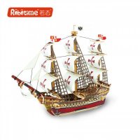 若态木质 3D古战船立体拼图玩具 生日创意玩具