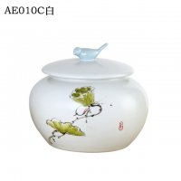 莲花带盖陶瓷AE010C白