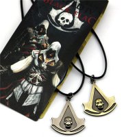 刺客信条男士双刀骷髅头标志吊坠项链游戏周边Assassin's Creed