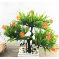 厂家直销 新款仿真盆栽 仿真花盆景 塑料花小盆栽迎客松摆件A705