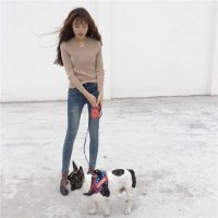 春季新款8238高腰磨白割破洞紧身牛仔裤弹力九分裤小脚裤女