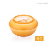 创意碗套装水晶两用碗日式碗学生饭碗带盖微波炉碗中号500ml橙色
