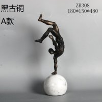 后现代黑色金属人物小雕塑摆件软装欧式办公室书房创意思考装饰品