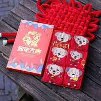 海谜璃 狗年红色袜子男女通用本命年结婚棉袜秋冬商务袜中筒 6双装 HB0008