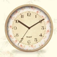 欧式简约12寸雅纹圆形塑料静音客厅挂钟
